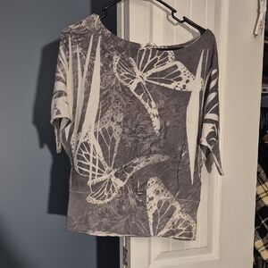 TeenBell Charcoal Butterfly Print Women's Tee